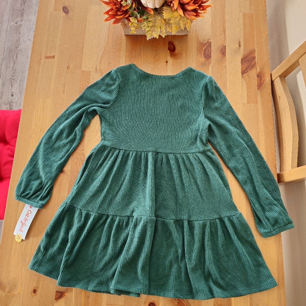 Cat & Jack - Girls' Long Sleeve Cozy Dress - Forest Green - Picture 10 of 10